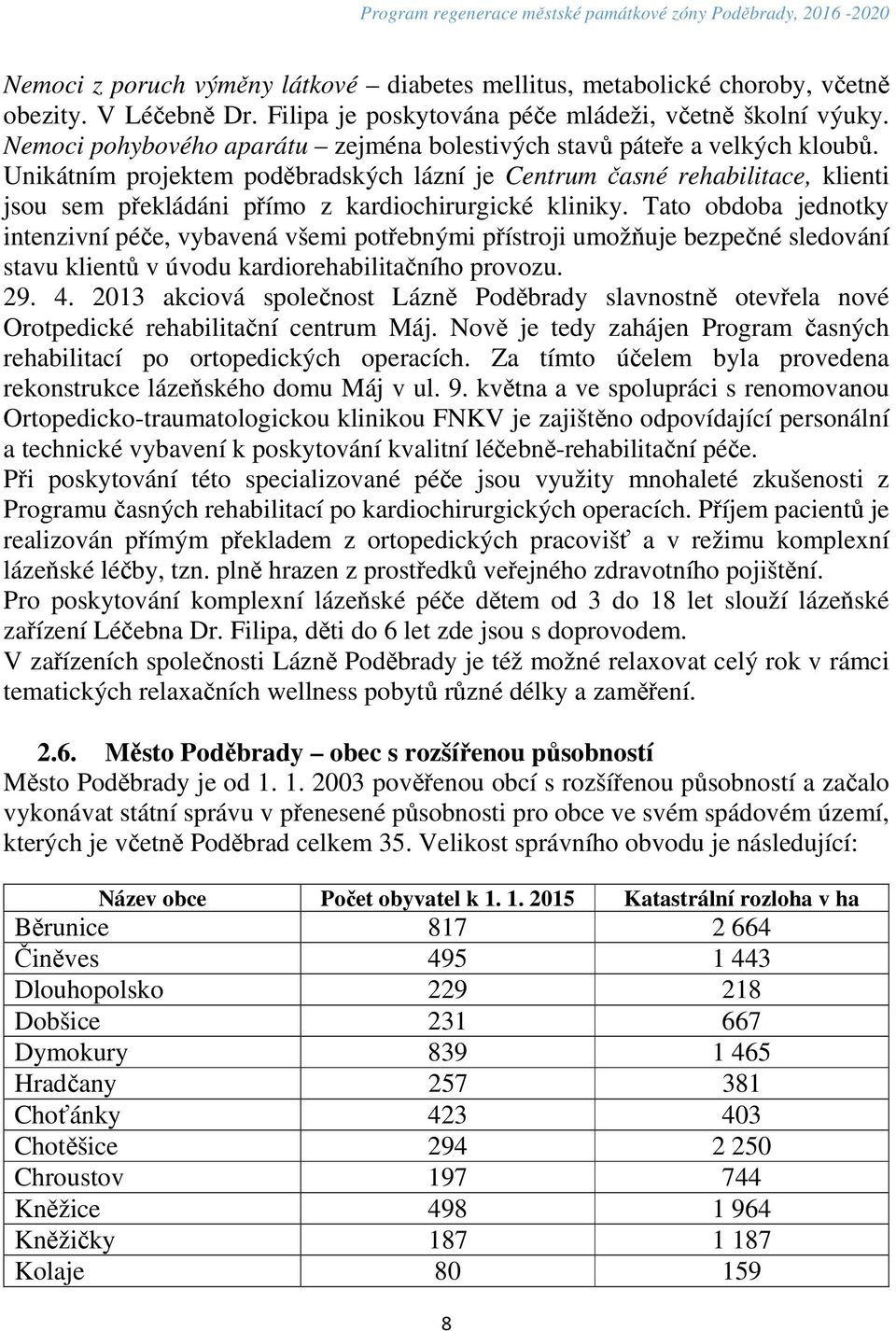 Unikátním projektem poděbradských lázní je Centrum časné rehabilitace, klienti jsou sem překládáni přímo z kardiochirurgické kliniky.