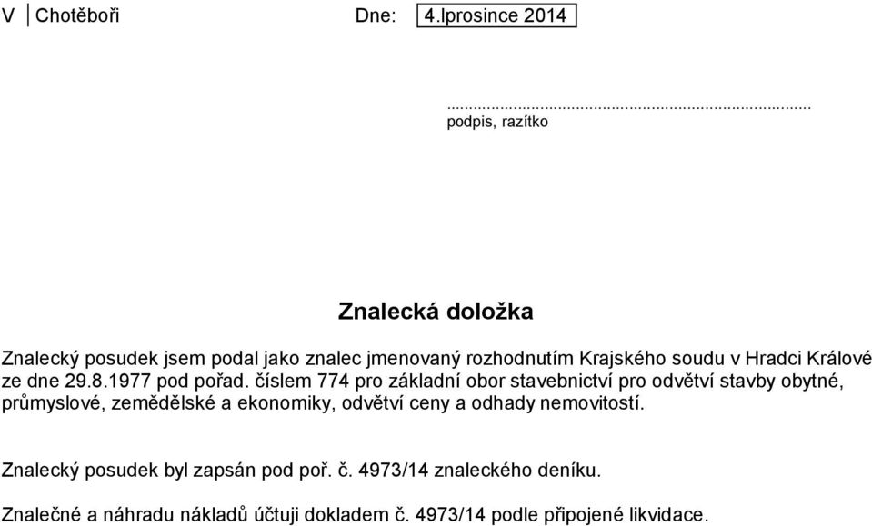 Hradci Králové ze dne 29.8.1977 pod pořad.