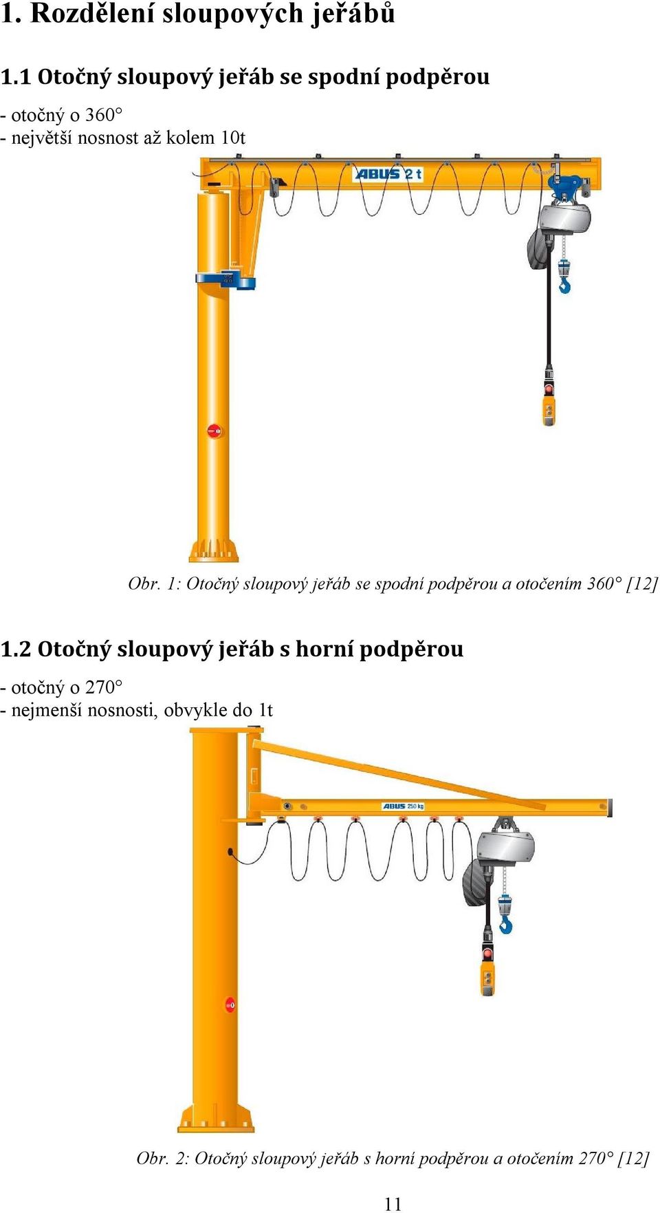 kolem 0t Ob. : Otočný sloupový jeřáb se spodní podpěou a otočením 60 [].