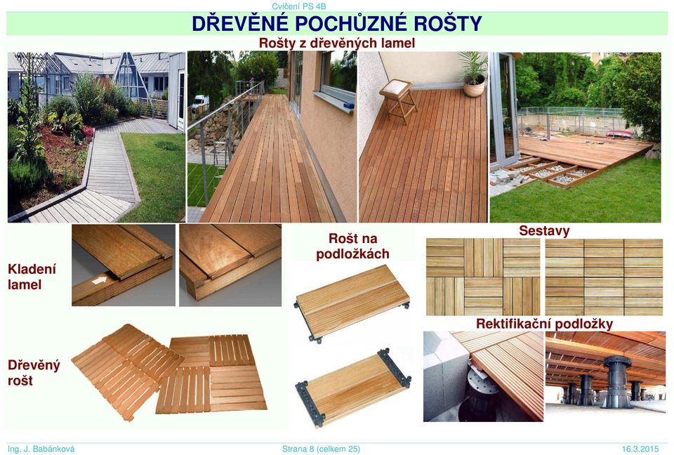 Sestavy Rektifikační podložky Dřevěný rošt
