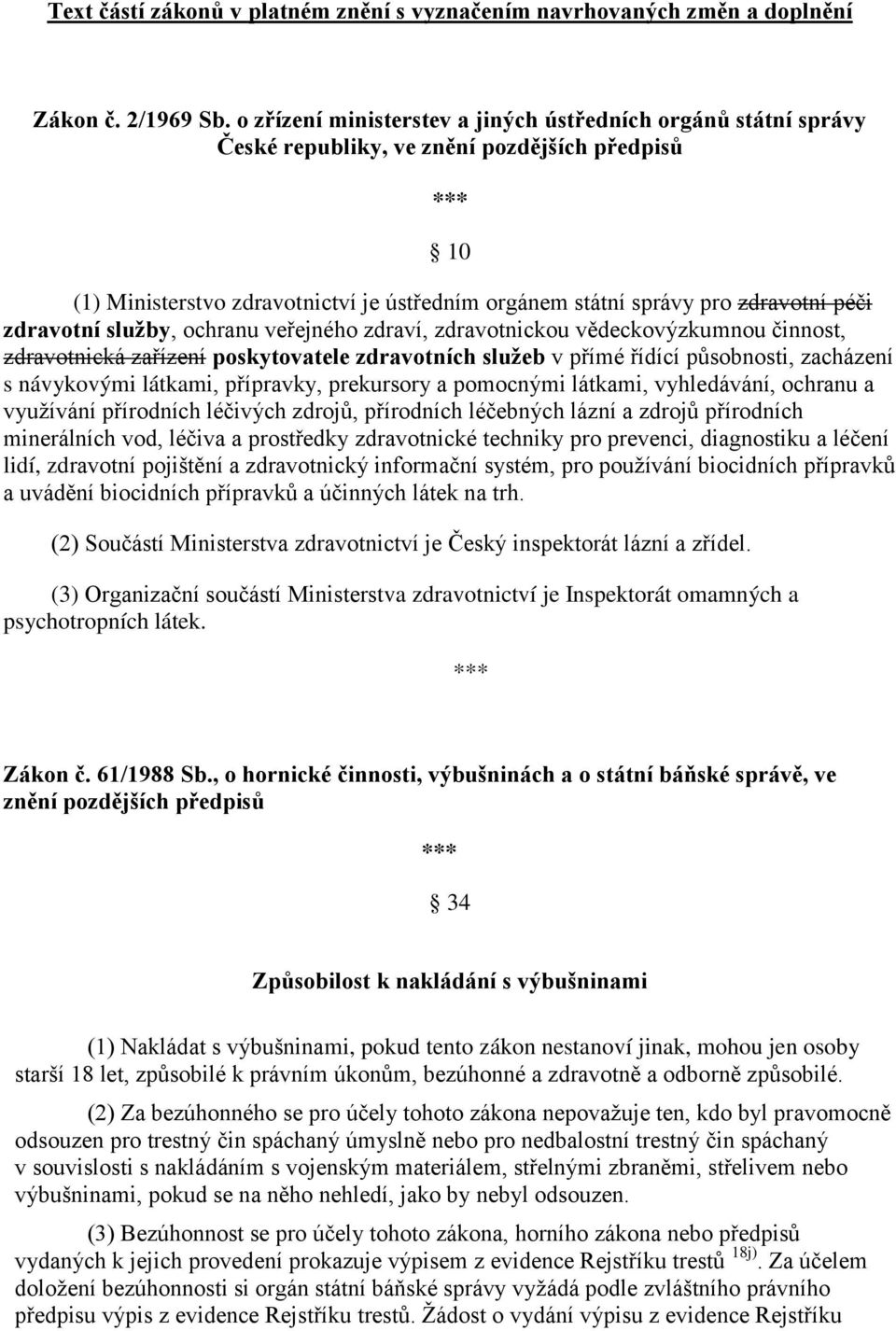 zdravotní služby, ochranu veřejného zdraví, zdravotnickou vědeckovýzkumnou činnost, zdravotnická zařízení poskytovatele zdravotních služeb v přímé řídící působnosti, zacházení s návykovými látkami,