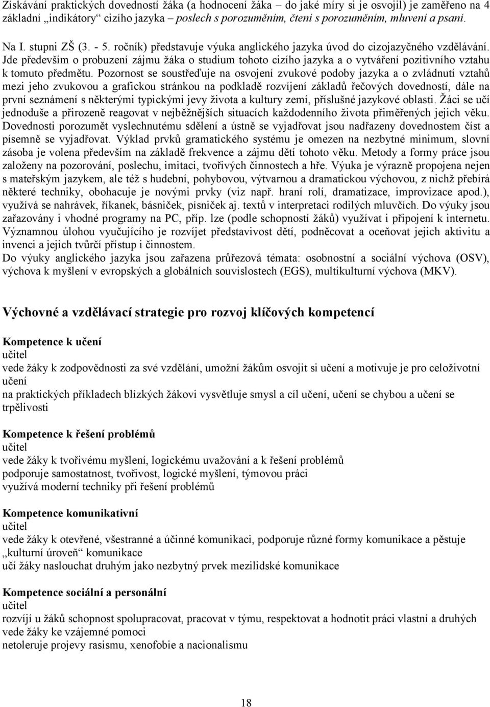 Jde především o probuzení zájmu a o studium tohoto cizího jazyka a o vytváření pozitivního vztahu k tomuto předmětu.