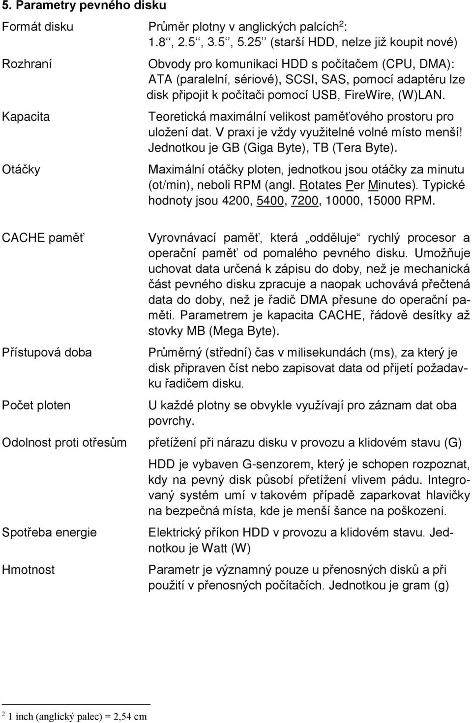 pomocí USB, FireWire, (W)LAN. Teoretická maximální velikost paměťového prostoru pro uložení dat. V praxi je vždy využitelné volné místo menší! Jednotkou je GB (Giga Byte), TB (Tera Byte).