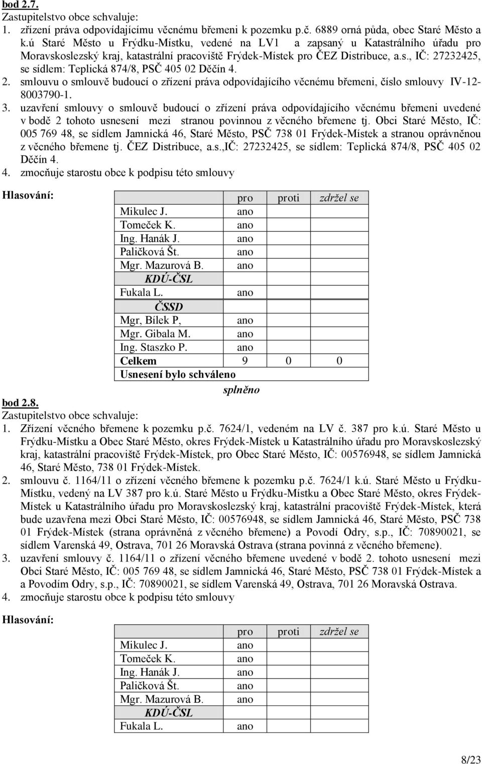 2. smlouvu o smlouvě budoucí o zřízení práva odpovídajícího věcnému břemeni, číslo smlouvy IV-12-8003790-1. 3.