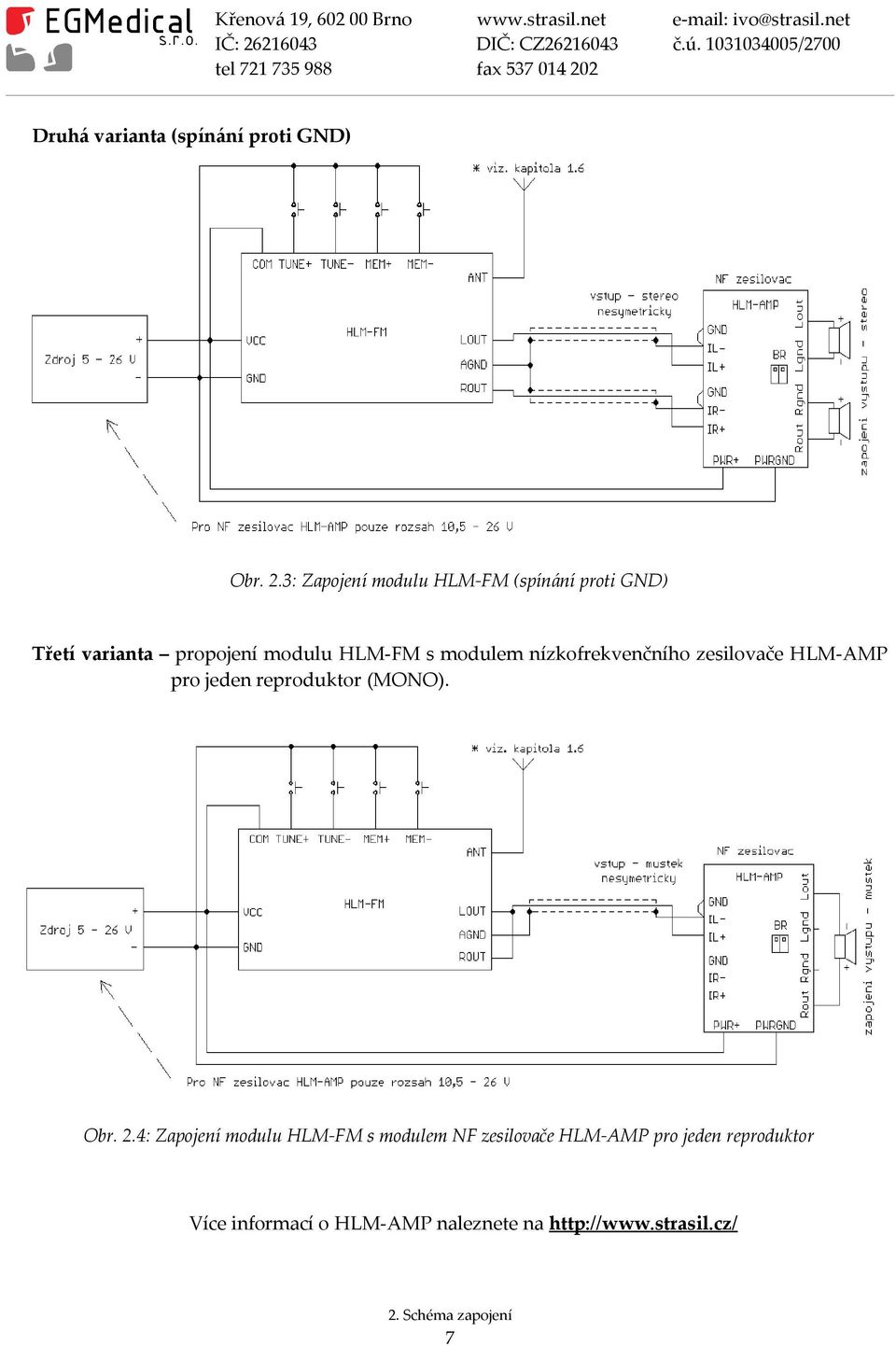 modulem nízkofrekvenčního zesilovače HLM-AMP pro jeden reproduktor (MONO). Obr. 2.