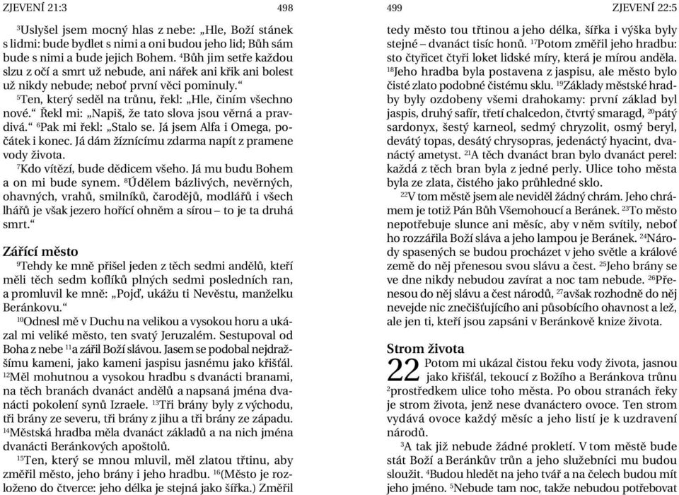 Řekl mi: Napiš, že tato slova jsou věrná a pravdivá. 6 Pak mi řekl: Stalo se. Já jsem Alfa i Omega, počátek i konec. Já dám žíznícímu zdarma napít z pramene vody života.