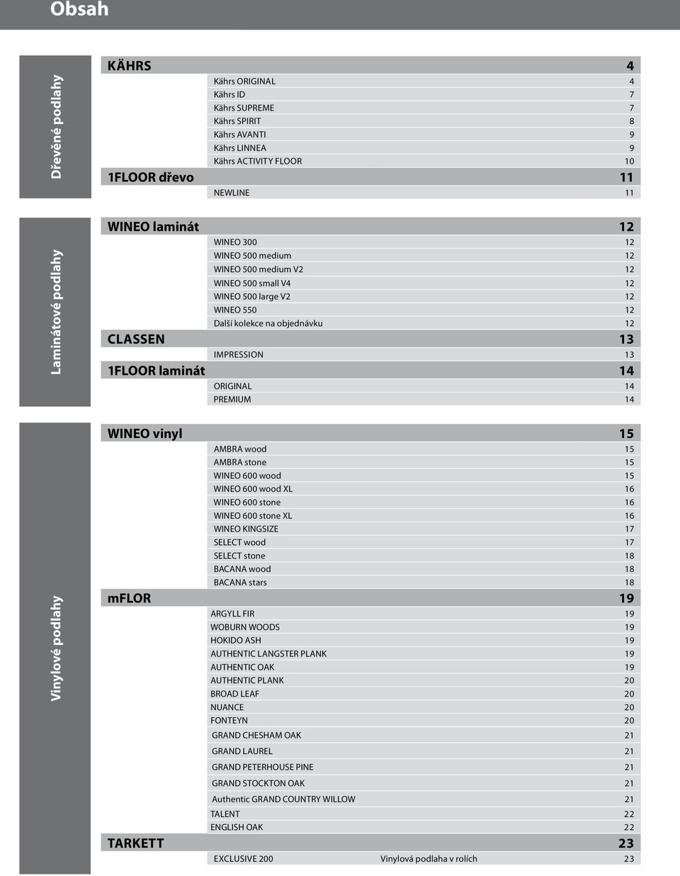 ORIGINAL 14 PREMIUM 14 Vinylové podlahy WINEO vinyl 15 AMBRA wood 15 AMBRA stone 15 WINEO 600 wood 15 WINEO 600 wood XL 16 WINEO 600 stone 16 WINEO 600 stone XL 16 WINEO KINGSIZE 17 SELECT wood 17