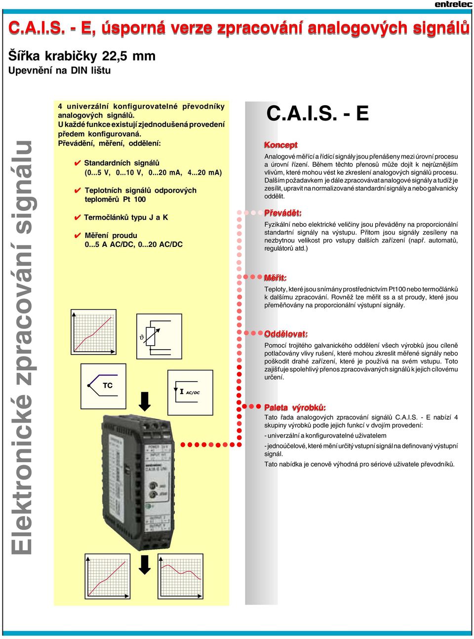 ..20 ma) 4 Teplotních signálů odporových teploměrů Pt 100 4ÿTermočlánků typu J a K 4 Měření proudu 0...5 A AC/DC, 0.