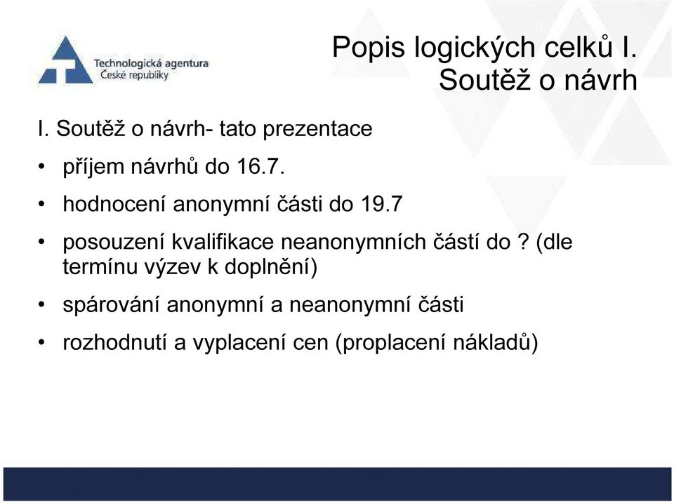 Soutěž o návrh posouzení kvalifikace neanonymních částí do?