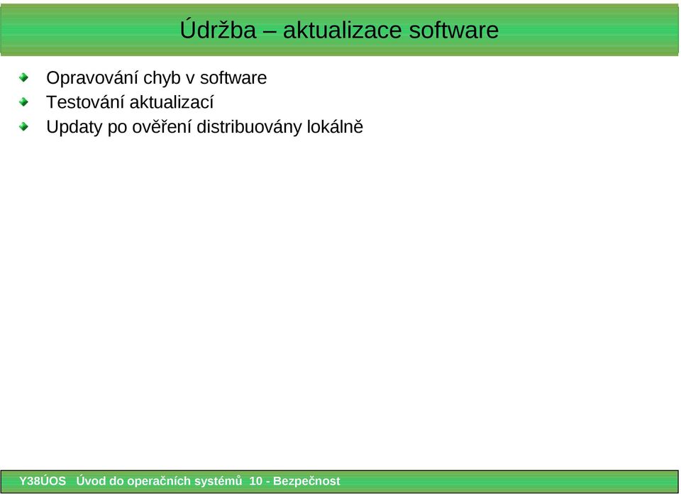 Testování aktualizací Updaty