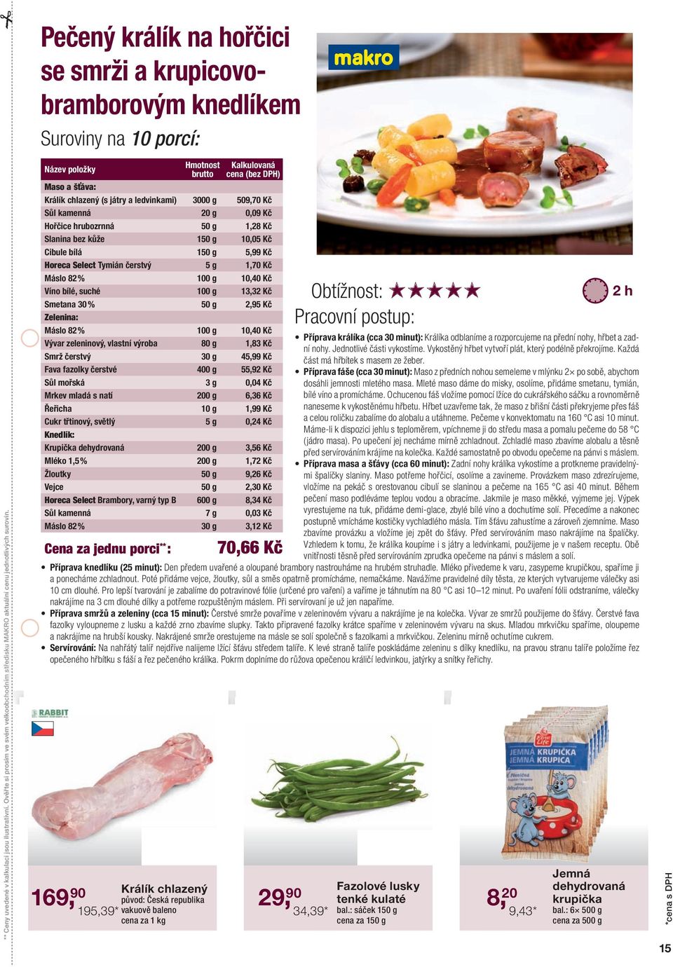 3000 g 509,70 Kč Sůl kamenná 20 g 0,09 Kč Hořčice hrubozrnná 50 g 1,28 Kč Slanina bez kůže 150 g 10,05 Kč Cibule bílá 150 g 5,99 Kč Horeca Select Tymián čerstvý 5 g 1,70 Kč Máslo 82 % 100 g 10,40 Kč