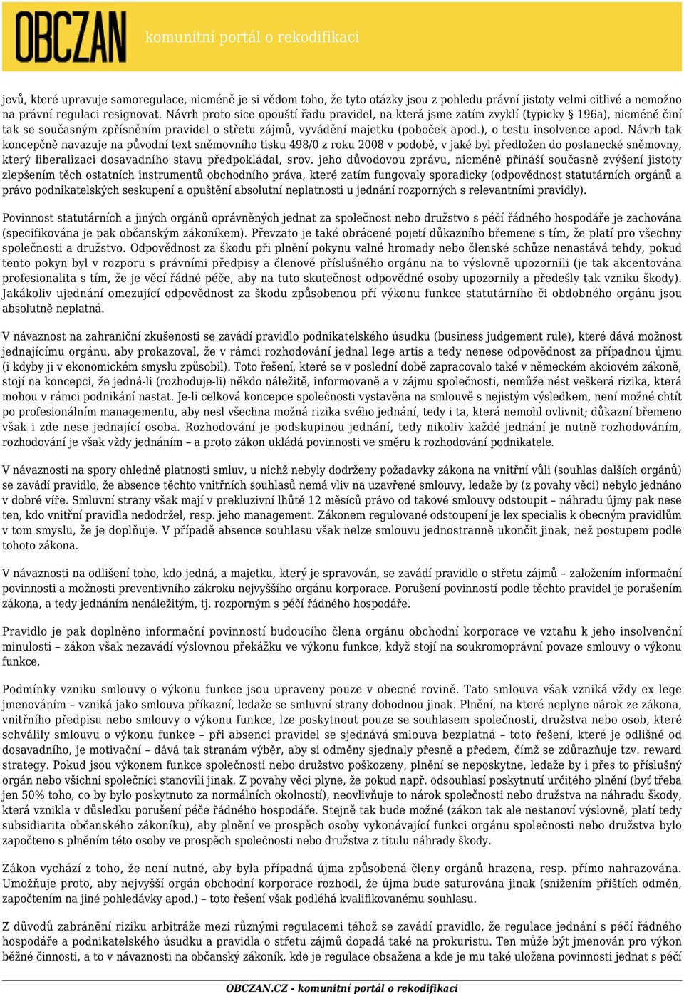 ), o testu insolvence apod.