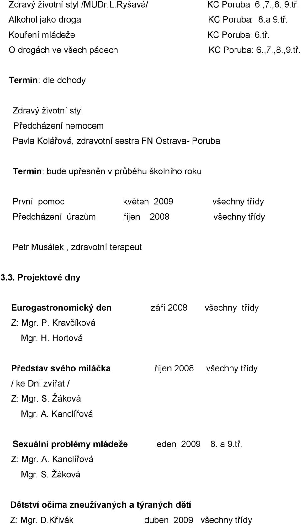 KC Poruba: 6.tř.
