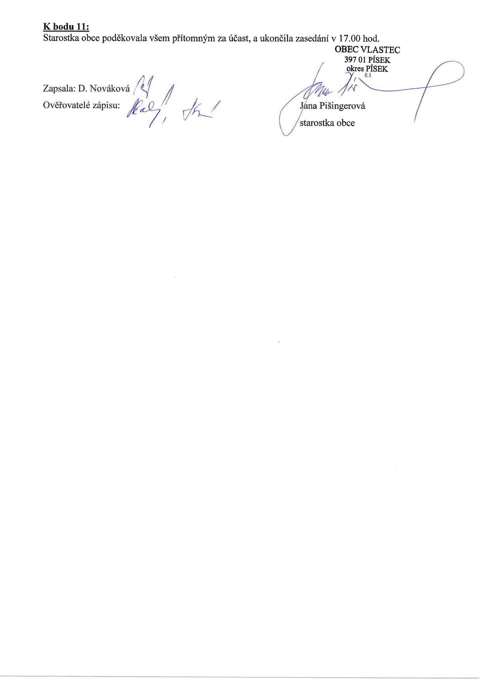 zasedfini v 17.00 hod.
