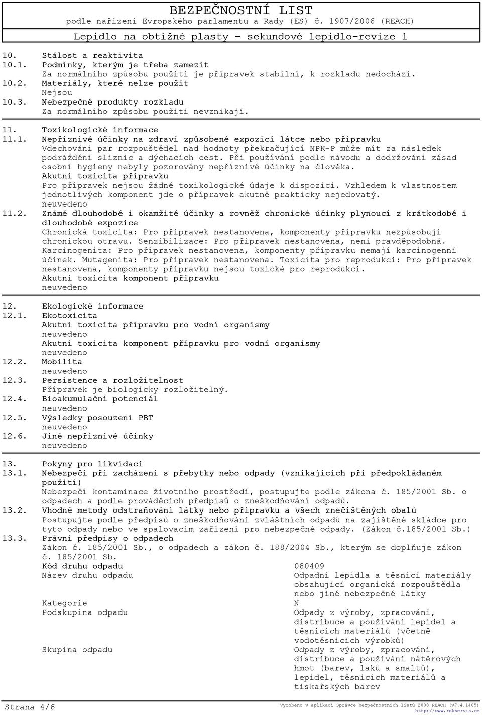 . Toxikologické informace 11