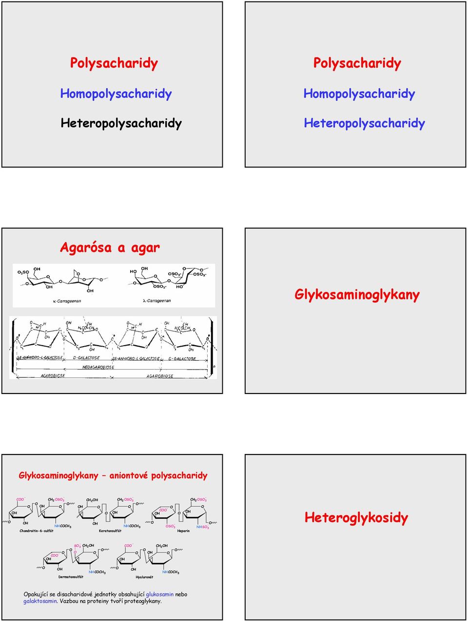 S 3 N 3 Keratansulfát S 3 S 3 NS 3 eparin eteroglykosidy S 3 Dermatansulfát N 3 yaluronát N 3 pakující