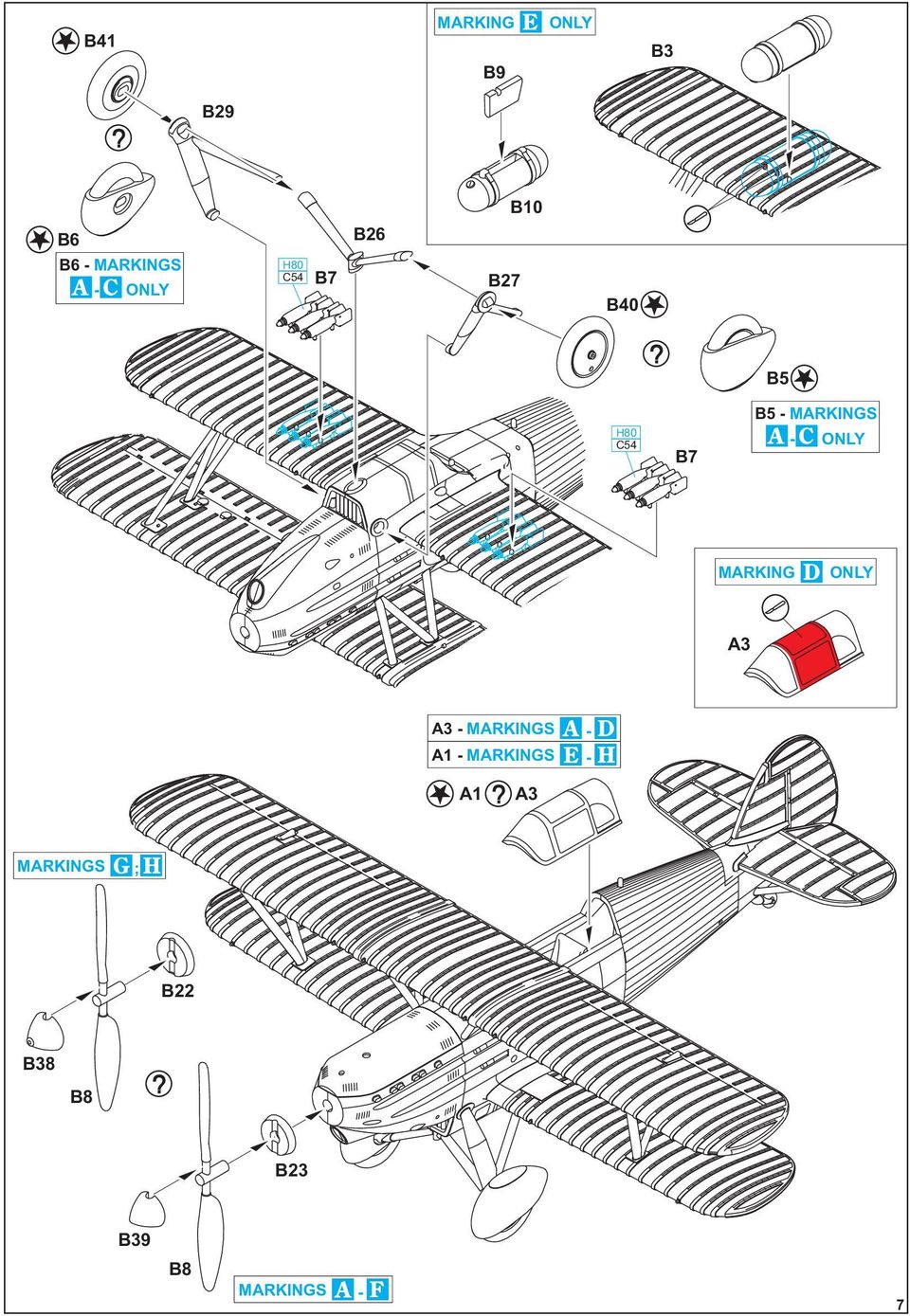 ONLY MARKING D ONLY A3 A D E H A3 - MARKINGS - A1 -
