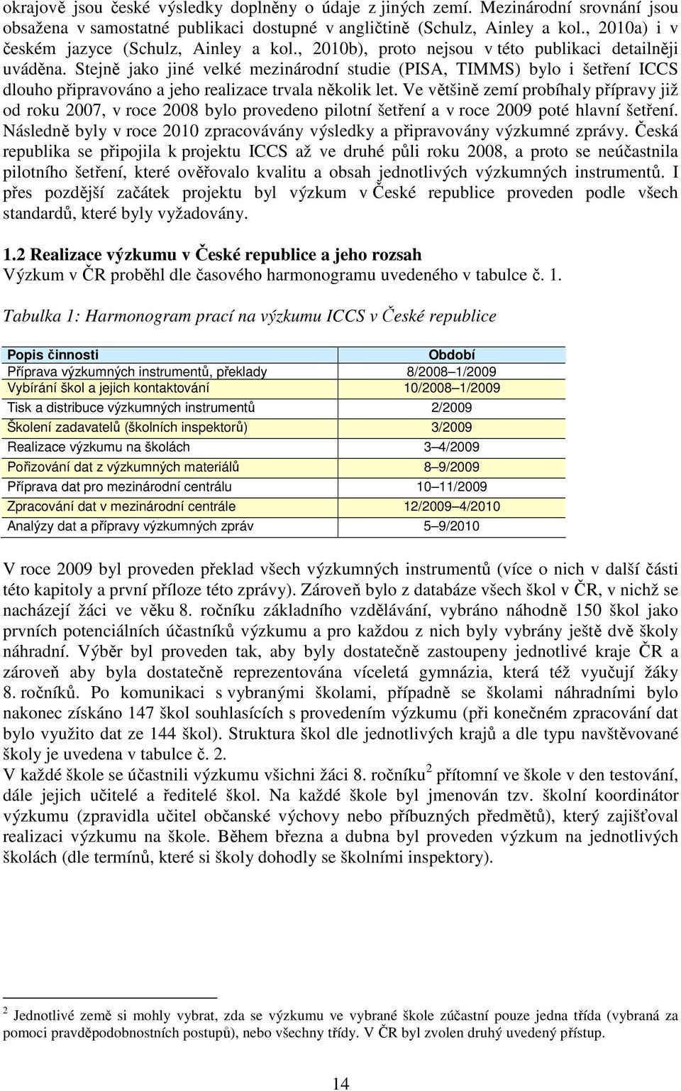 Stejně jako jiné velké mezinárodní studie (PISA, TIMMS) bylo i šetření ICCS dlouho připravováno a jeho realizace trvala několik let.