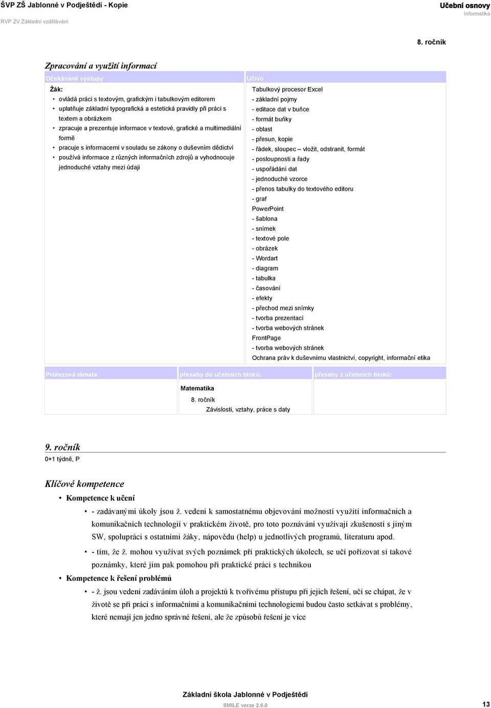 vztahy mezi údaji Tabulkový procesor Excel - základní pojmy - editace dat v buňce - formát buňky - oblast - přesun, kopie - řádek, sloupec vložit, odstranit, formát - posloupnosti a řady - uspořádání