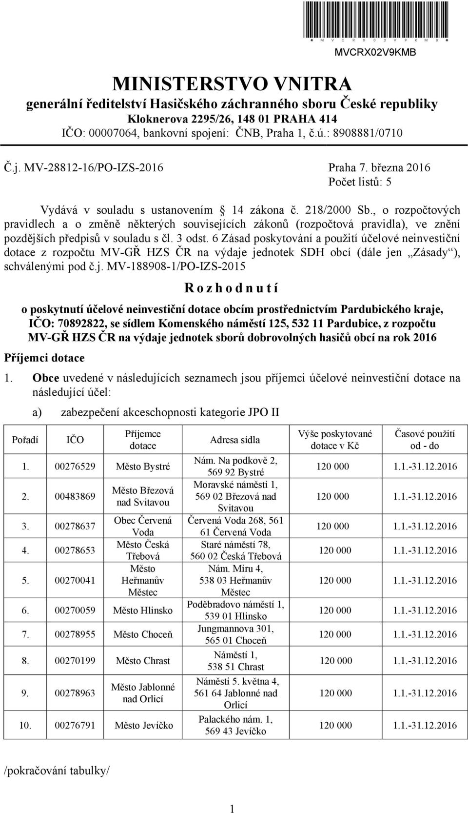 , o rozpočtových pravidlech a o změně některých souvisejících zákonů (rozpočtová pravidla), ve znění pozdějších předpisů v souladu s čl. 3 odst.