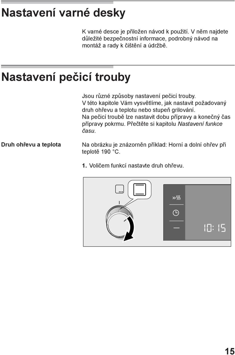 Nastavení pečicí trouby Jsou různé způsoby nastavení pečicí trouby.