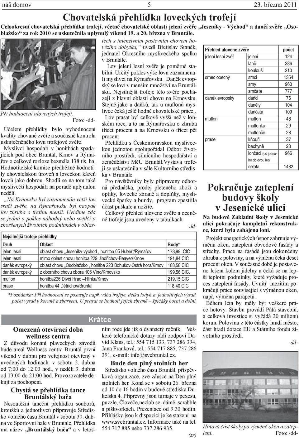 uskutečnila uplynulý víkend 19. a 20. března v Bruntále. tech s intenzívním pastevním chovem hovězího dobytka, uvedl Břetislav Staněk, jednatel Okresního mysliveckého spolku v Bruntále.