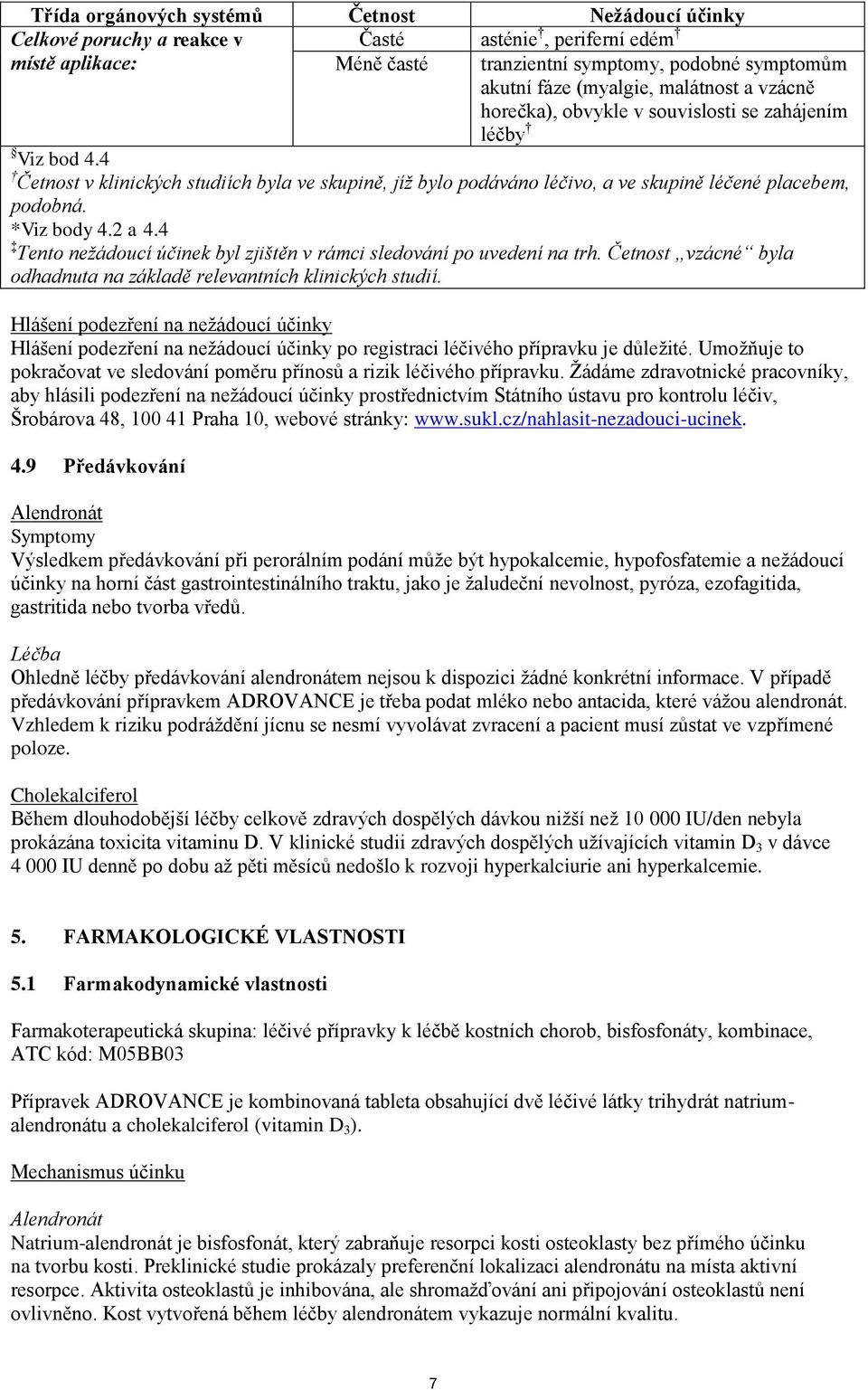 *Viz body 4.2 a 4.4 Tento nežádoucí účinek byl zjištěn v rámci sledování po uvedení na trh. Četnost vzácné byla odhadnuta na základě relevantních klinických studií.