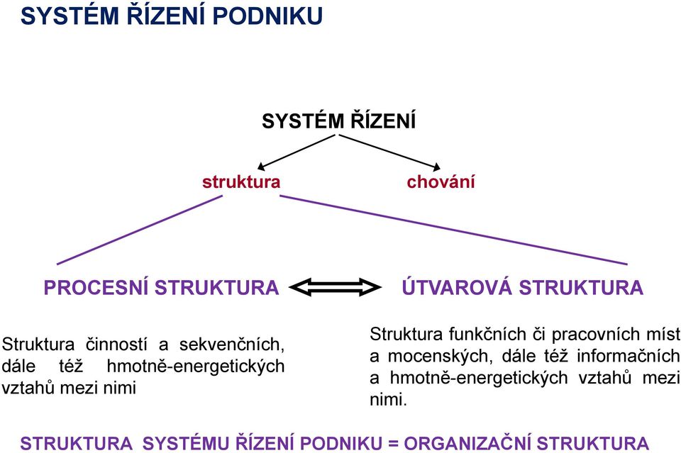 STRUKTURA Struktura funkčních či pracovních míst a mocenských, dále též informačních a