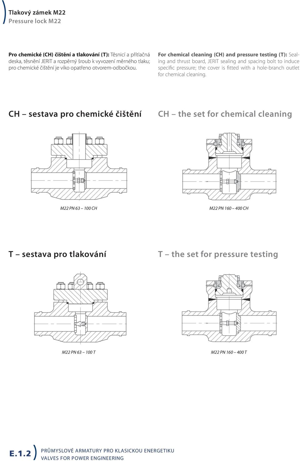 For chemical cleaning (CH) and pressure testing (T): Sealing and thrust board, JERIT sealing and spacing bolt to induce specific pressure; the