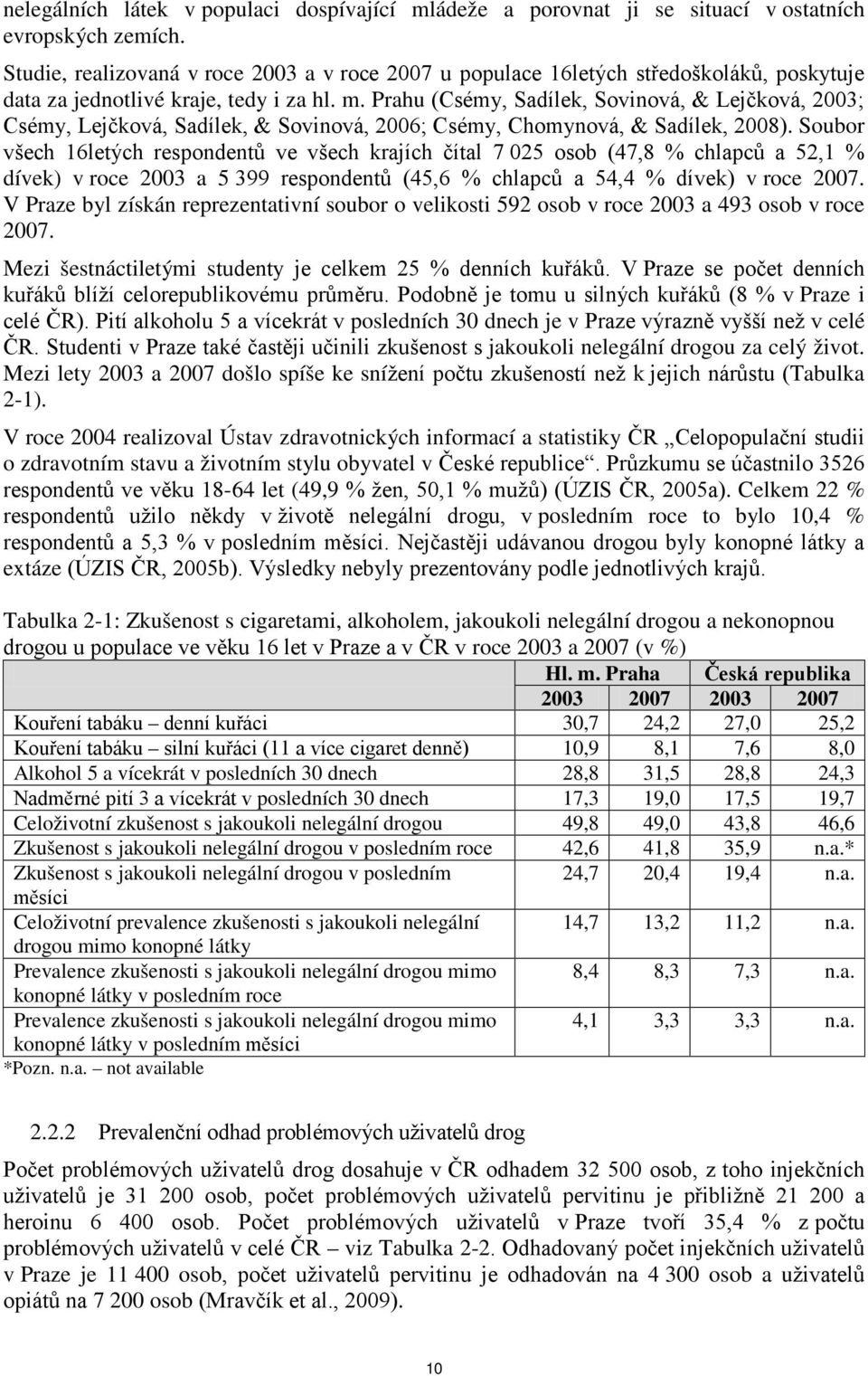 Prahu (Csémy, Sadílek, Sovinová, & Lejčková, 2003; Csémy, Lejčková, Sadílek, & Sovinová, 2006; Csémy, Chomynová, & Sadílek, 2008).