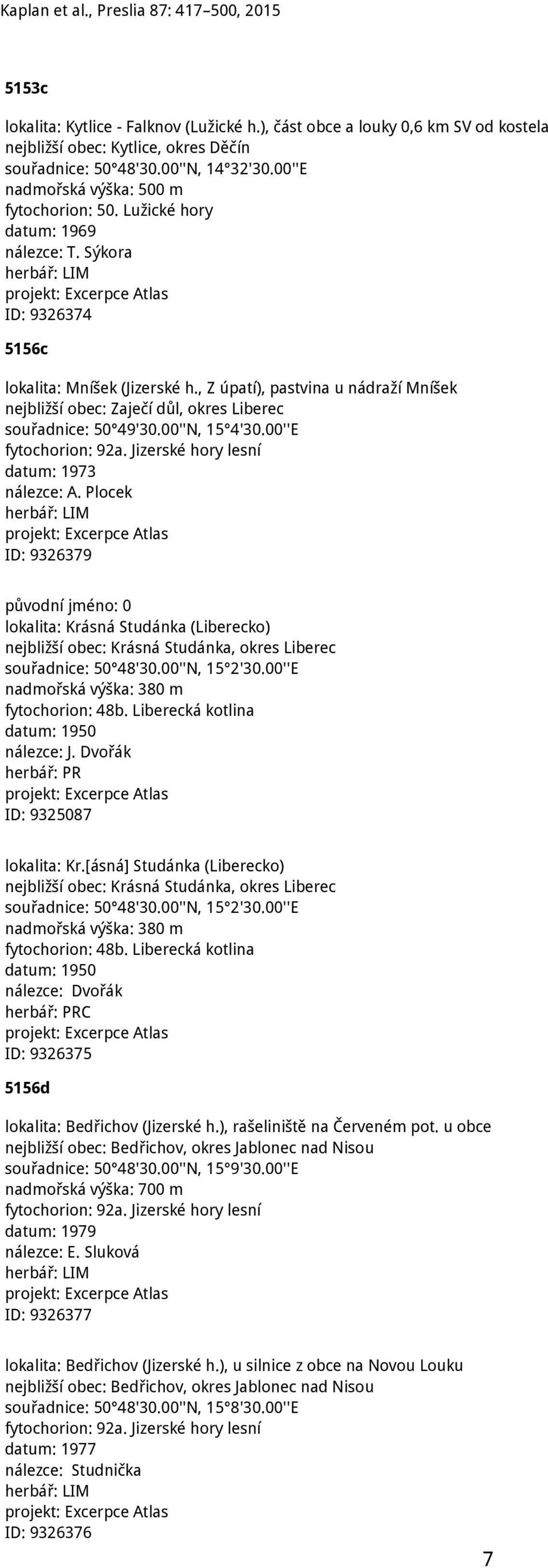 , Z úpatí), pastvina u nádraží Mníšek nejbližší obec: Zaječí důl, okres Liberec souřadnice: 50 49'30.00''N, 15 4'30.00''E fytochorion: 92a. Jizerské hory lesní datum: 1973 nálezce: A.