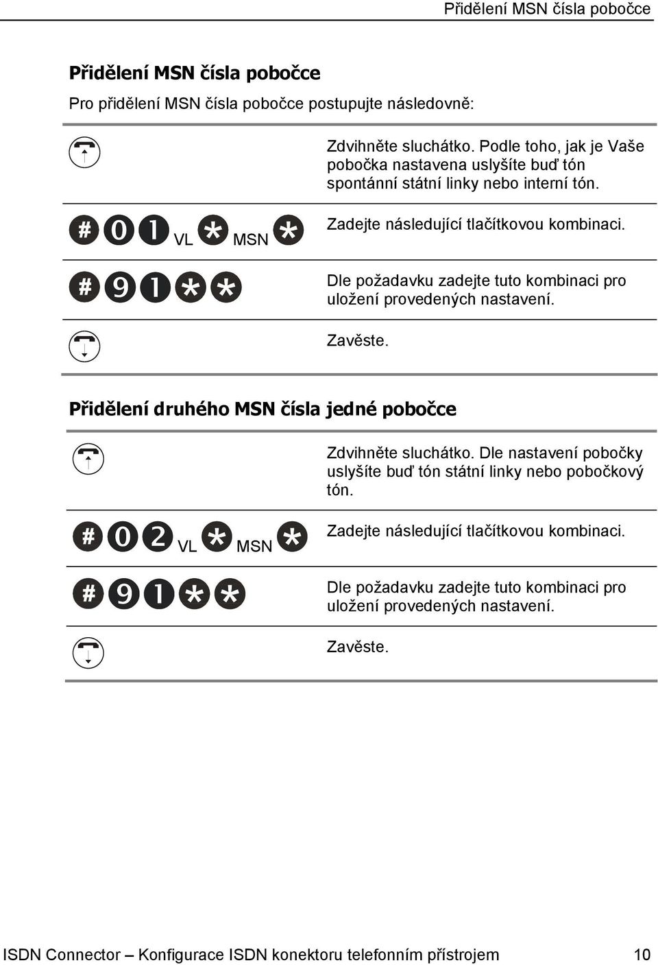 Dle požadavku zadejte tuto kombinaci pro uložení provedených nastavení.