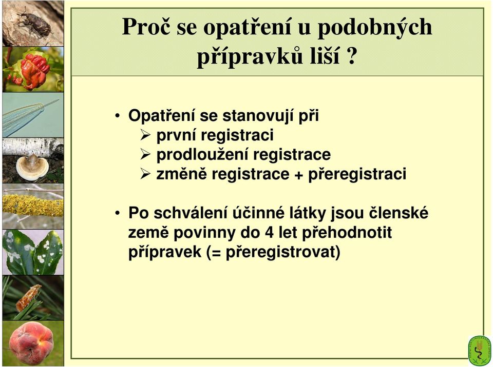 registrace změně registrace + přeregistraci Po schválení