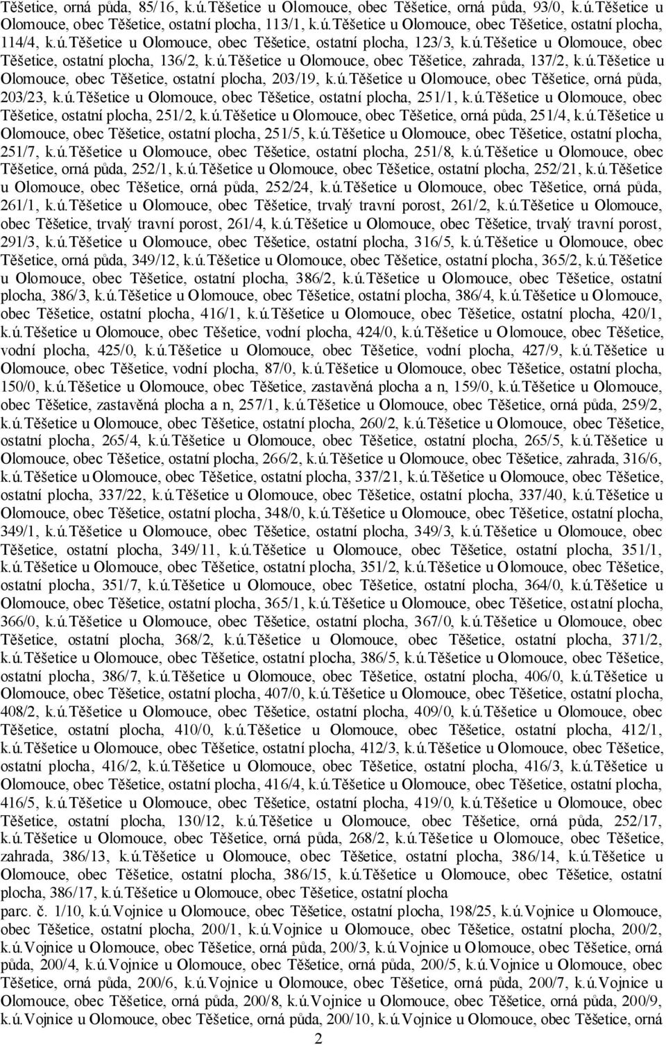 ú.těšetice u Olomouce, obec Těšetice, orná půda, 203/23, k.ú.těšetice u Olomouce, obec Těšetice, ostatní plocha, 251/1, k.ú.těšetice u Olomouce, obec Těšetice, ostatní plocha, 251/2, k.ú.těšetice u Olomouce, obec Těšetice, orná půda, 251/4, k.
