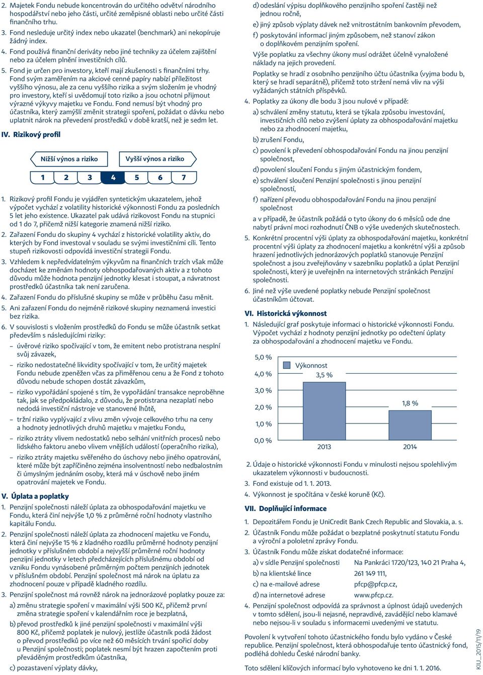 Fond je určen pro investory, kteří mají zkušenosti s finančními trhy.