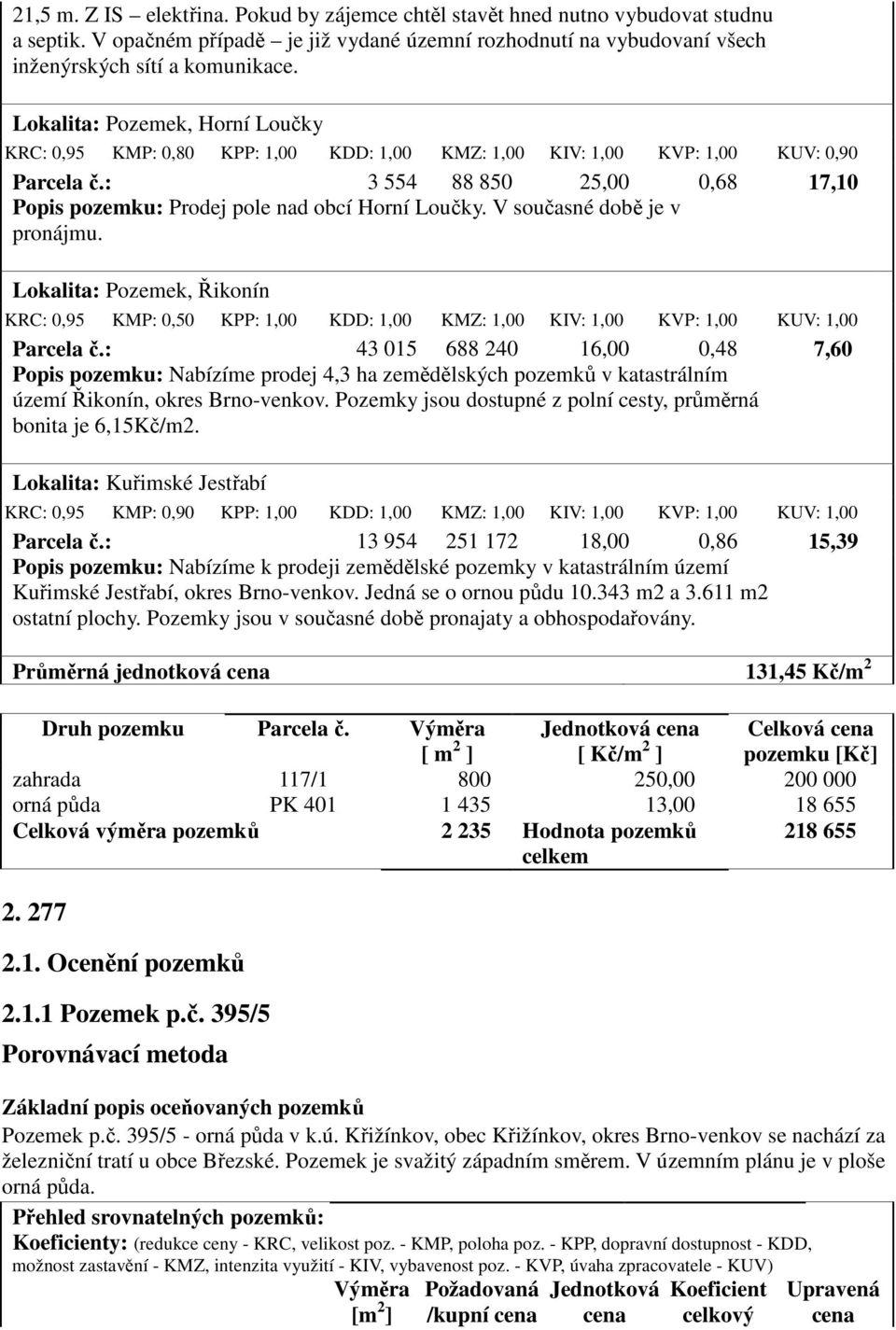 : 3 554 88 850 25,00 0,68 17,10 Popis pozemku: Prodej pole nad obcí Horní Loučky. V současné době je v pronájmu.