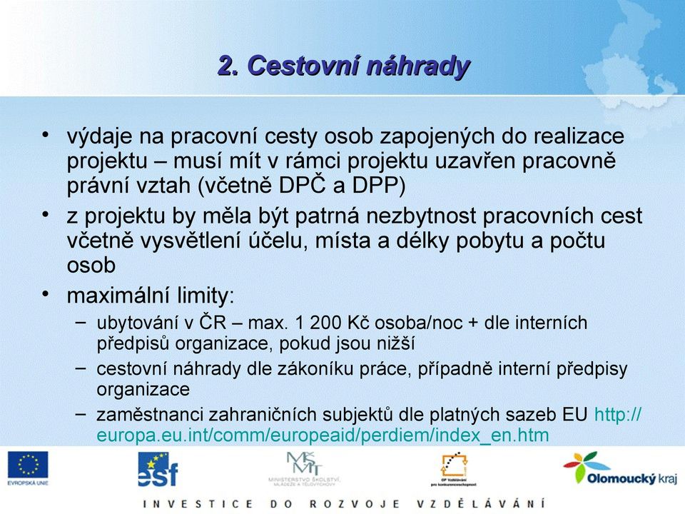 maximální limity: ubytování v ČR max.