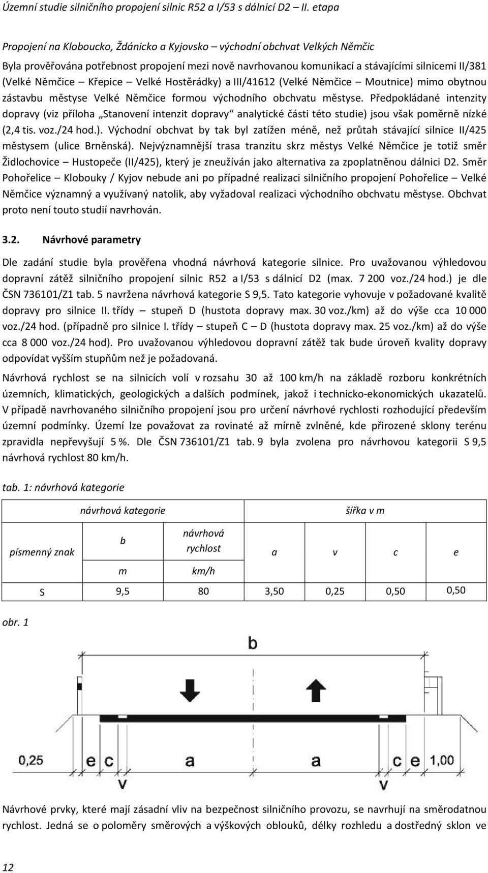 Předpokládané intenzity dopravy (viz příloha Stanovení intenzit dopravy analytické části této studie) 