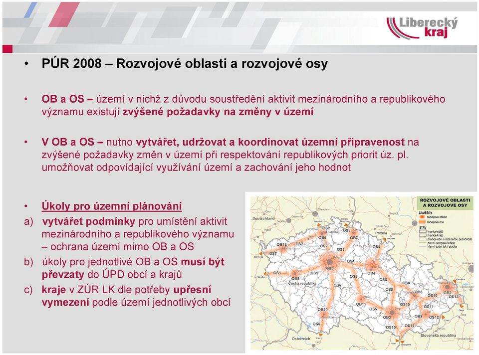 umožňovat odpovídající využívání území a zachování jeho hodnot Úkoly pro územní plánování a) vytvářet podmínky pro umístění aktivit mezinárodního a republikového