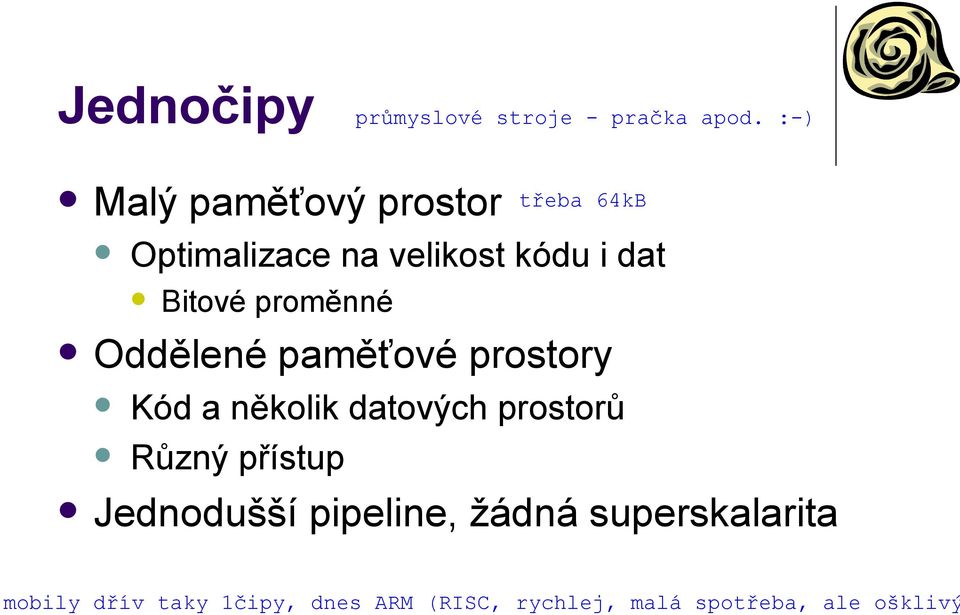 paměťové prostory Kód a několik datových prostorů