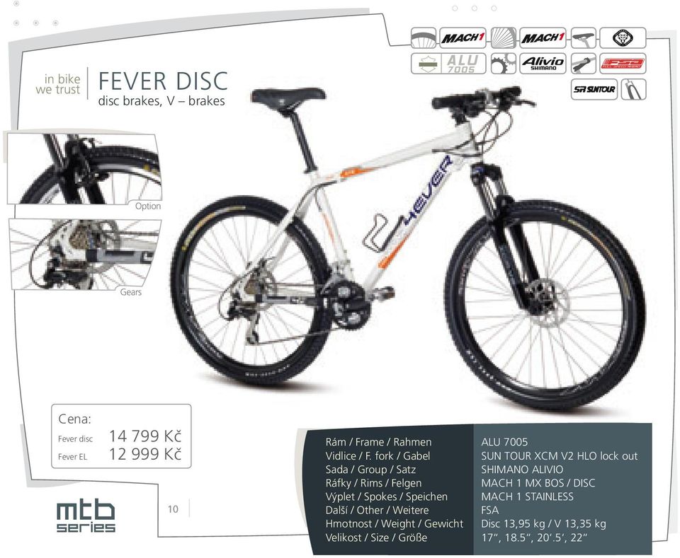 TOUR XCM V2 HLO lock out SHIMANO ALIVIO MACH 1 MX