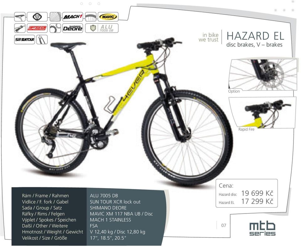 UB / Disc FSA V 12,40 kg / Disc 12,80 kg 17, 18.