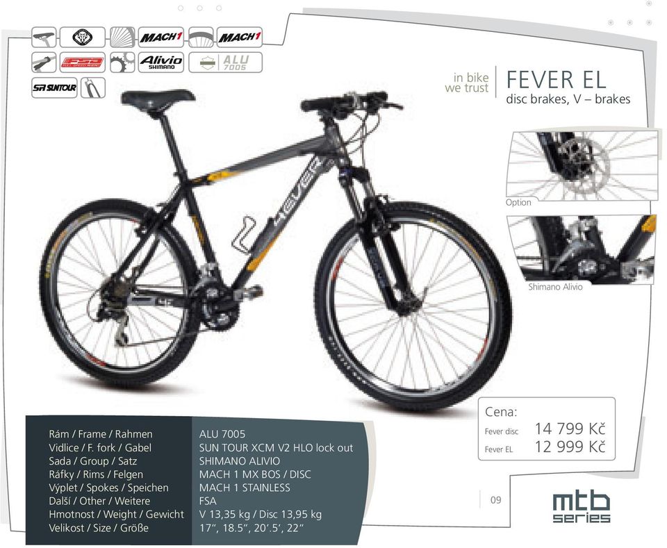 BOS / DISC FSA V 13,35 kg / Disc 13,95 kg 17, 18.