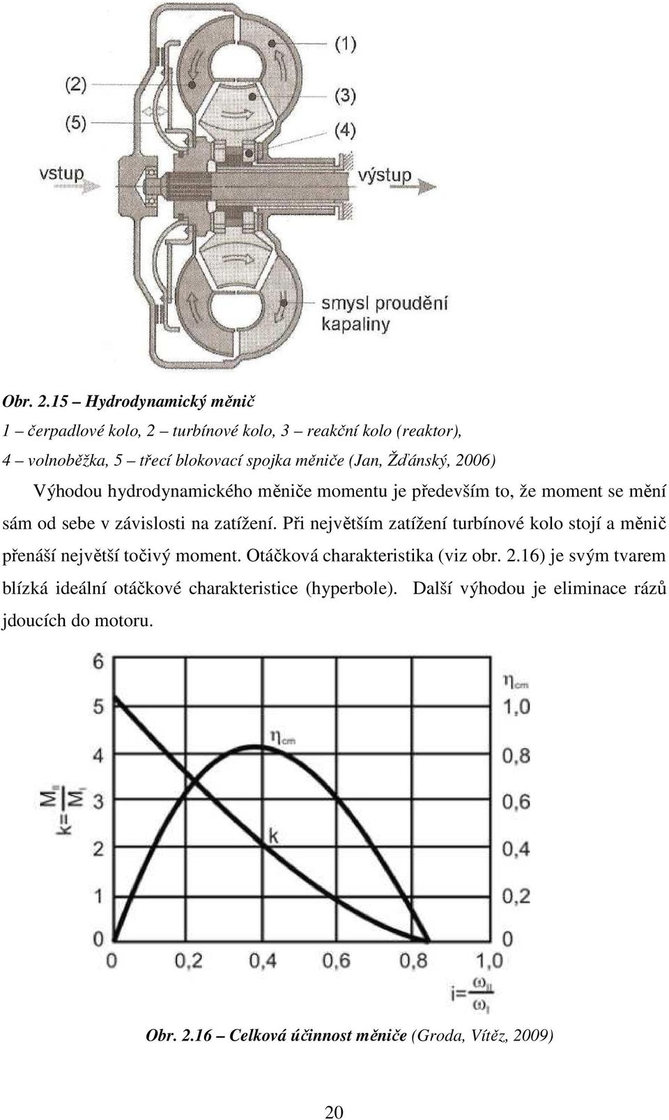 Žďánský, 2006) Výhodou hydrodynamického měniče momentu je především to, že moment se mění sám od sebe v závislosti na zatížení.