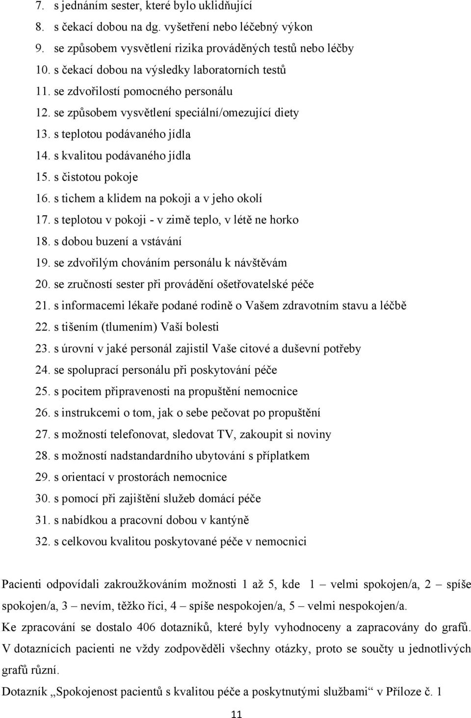 s kvalitou podávaného jídla 15. s čistotou pokoje 16. s tichem a klidem na pokoji a v jeho okolí 17. s teplotou v pokoji - v zimě teplo, v létě ne horko 18. s dobou buzení a vstávání 19.