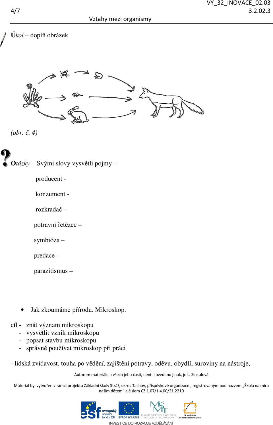 predace - parazitismus Jak zkoumáme přírodu. Mikroskop.