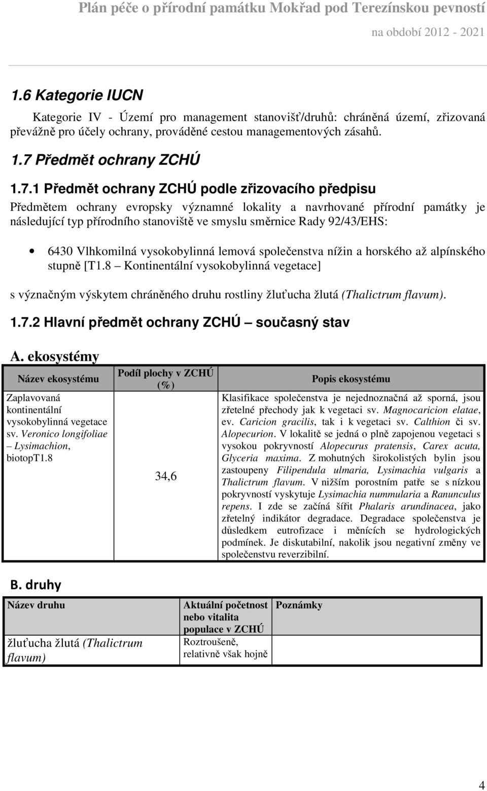 1 Předmět ochrany ZCHÚ podle zřizovacího předpisu Předmětem ochrany evropsky významné lokality a navrhované přírodní památky je následující typ přírodního stanoviště ve smyslu směrnice Rady