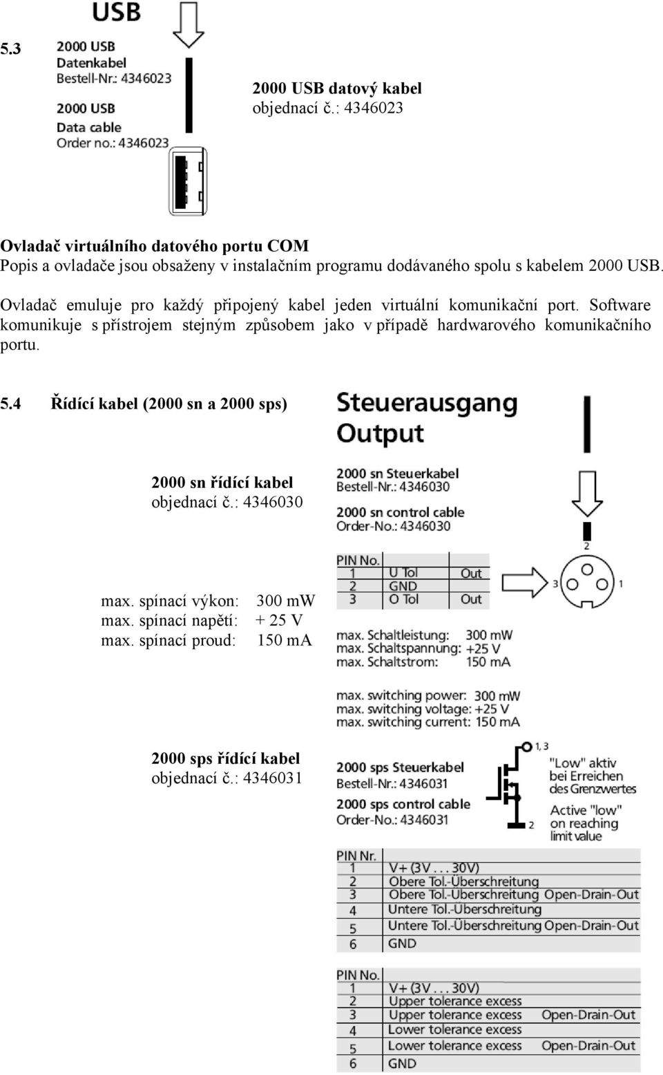 Ovladač emuluje pro každý připojený kabel jeden virtuální komunikační port.