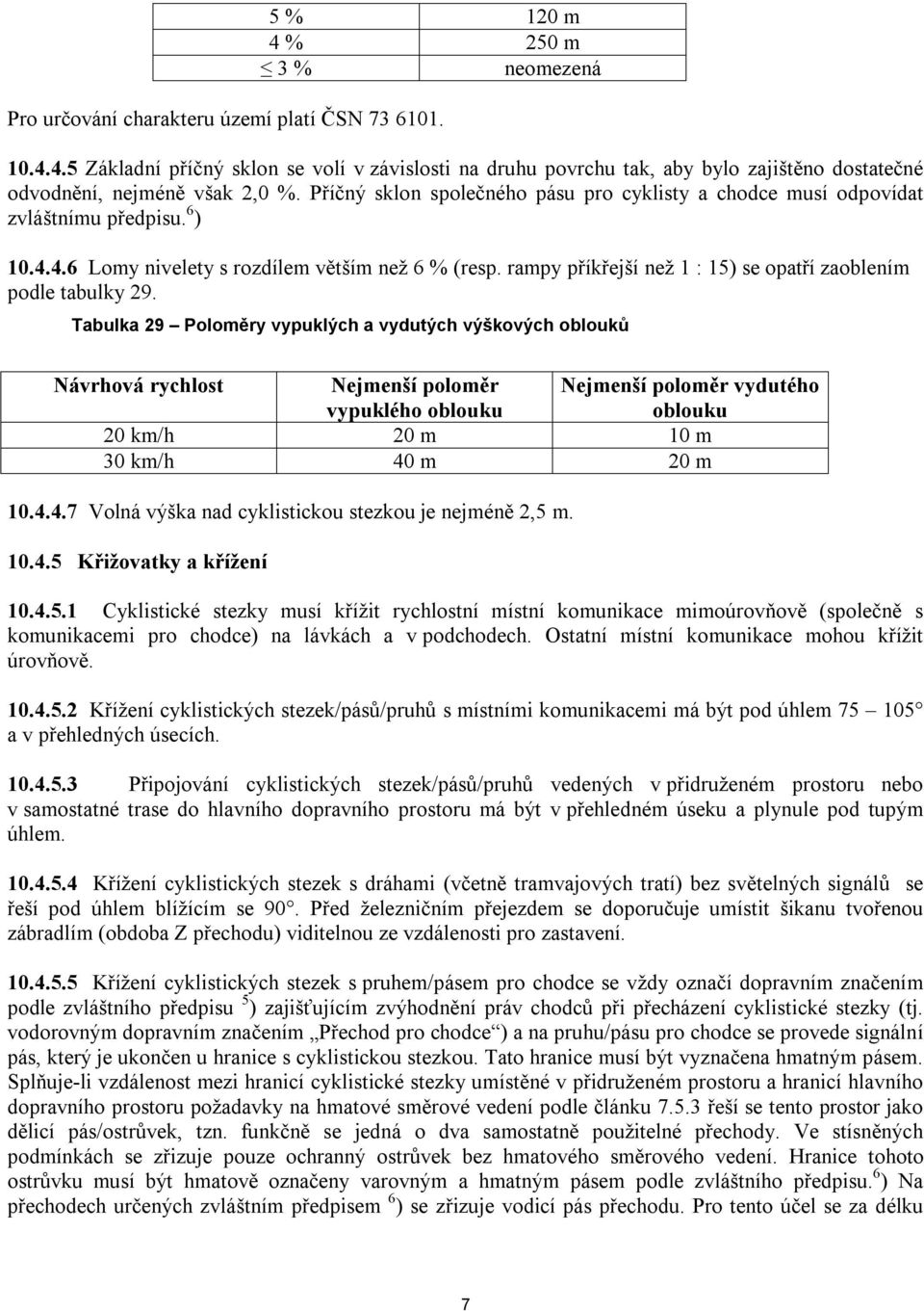 rampy příkřejší než 1 : 15) se opatří zaoblením podle tabulky 29.