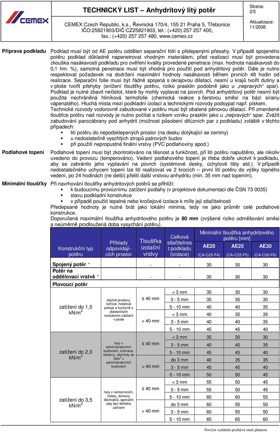 hodnota nasákavosti do 0,1 hm. %), samotná penetrace musí být vhodná pro použití pod anhydritový potěr.